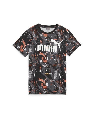 Kurzarm-T-Shirt für Kinder Puma Ess+ Futureverse Aop Schwarz