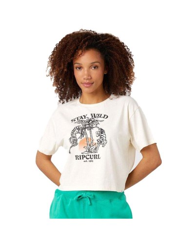 Damen Kurzarm-T-Shirt Rip Curl Stay Wild Weiß
