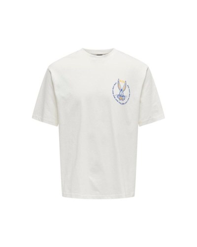 Heren-T-Shirt met Korte Mouwen Only & Sons Onslooney Rlx Cloud Dancer Wit