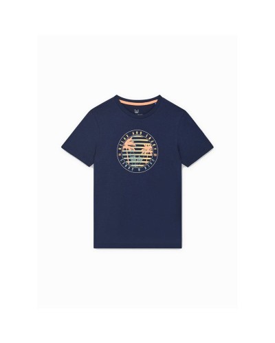 Camiseta de Manga Corta Infantil Jack & Jones Jjsummer Smu Vibe Tee Ss Crew Azul marino