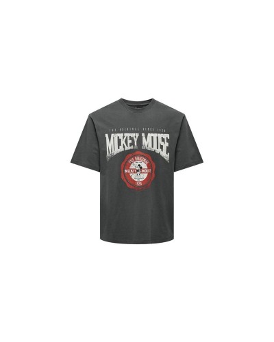 Heren-T-Shirt met Korte Mouwen Only & Sons Onsmickey Rlx Donker grijs