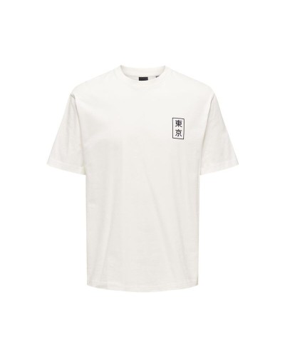 Heren-T-Shirt met Korte Mouwen Only & Sons Onskace Rlx Jap Wit