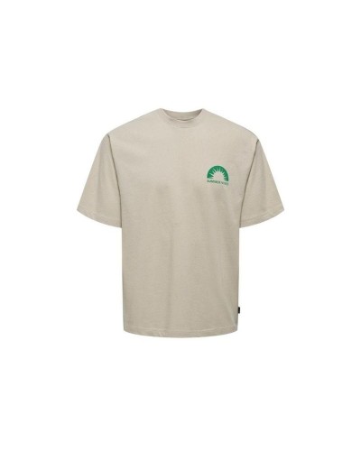 Camiseta de Manga Corta Hombre Only & Sons Onskasen Rlx Silver Lining Gris