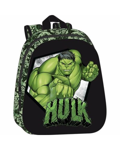 Sac à dos enfant 3D Hulk Noir Vert 27 x 33 x 10 cm
