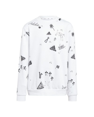 Sweatshirt ohne Kapuze für Mädchen Adidas Jg Bluv Q3Sweat Weiß