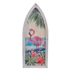 DKD Home Decor Tableau Mural Flamant Rose Tropical en Bois pour Maison et Décoration
