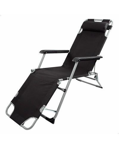 Lettino reclinabile Aktive Poliestere 600D Acciaio Nero 177 x 47 x 34 cm