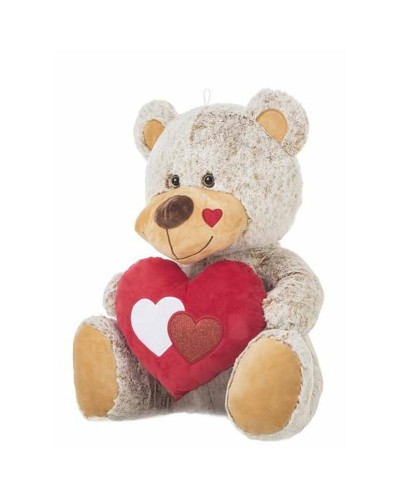 Knuffel Beige Beer Hart 60 cm