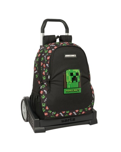 School Rucksack with Wheels Minecraft Black 32 x 44 x 16 cm