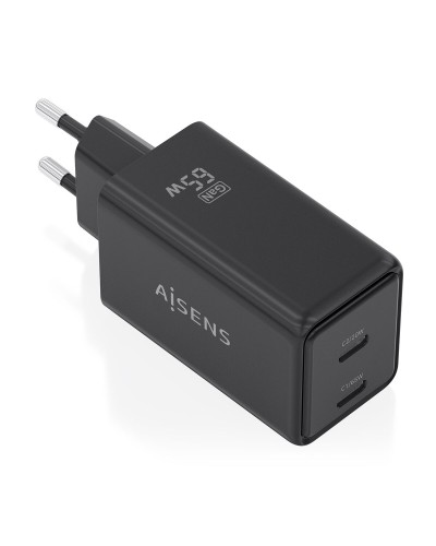 Caricabatterie da Parete Aisens ASCH-65W2P079-BK Nero 65 W
