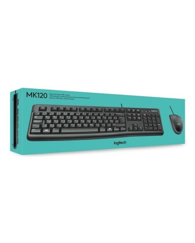 Tangentbord med optisk mus Logitech MK120 Svart Qwerty Spanska