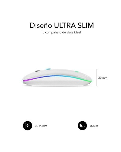 Souris Bluetooth Sans Fil Subblim SUBMO-LDFLAT2 Blanc 1600 dpi