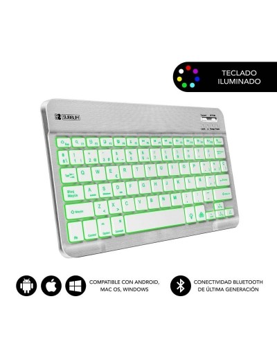 Bluetooth-Tastatur Subblim SUB-KBT-SMBL30 Bunt Silberfarben Qwerty Spanisch QWERTY