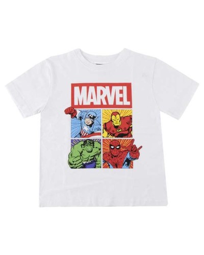 Barn T-shirt med kortärm Marvel Vit