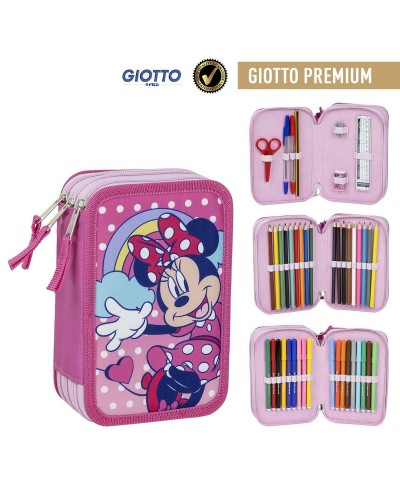 Triple Pencil Case Minnie Mouse Pink 12,5 x 6,5 x 19,5 cm
