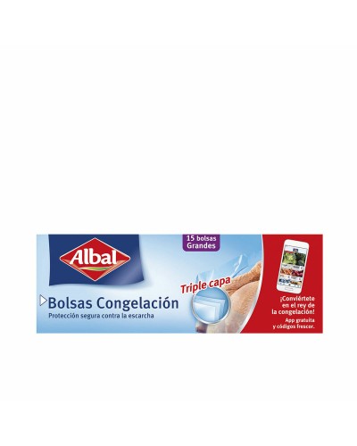 Set med återanvändningsbara livsmedelspåsar Albal   Stor Frys 15 antal
