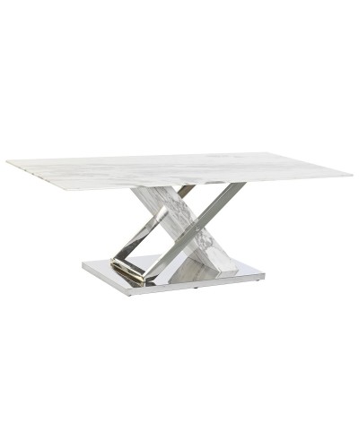 Tavolino da Caffè DKD Home Decor Bianco Argentato Cristallo Acciaio 120 x 60 x 42 cm