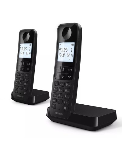 Teléfono Inalámbrico Philips D2702 DUO Negro 2 Unidades