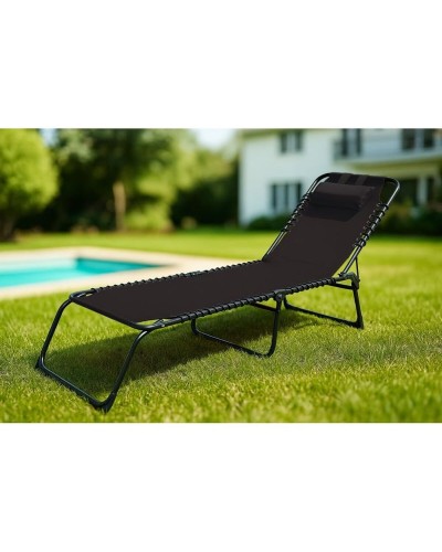 Sun-lounger Marbueno Black 190 x 27 x 58 cm