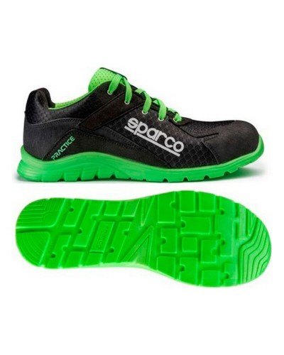 Sparco Practice: Zapatos de Seguridad Negro/Verde S1P - Trabajo Seguro
