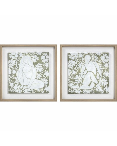 Kangas DKD Home Decor Puu Kukka-aiheinen (2 osaa) (Kunnostetut Tuotteet D)