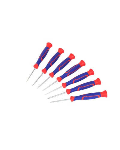 Jeu de 7 tournevis de précision Workpro, avec poignées ergonomiques pour réparations électroniques et appareils mobiles.
