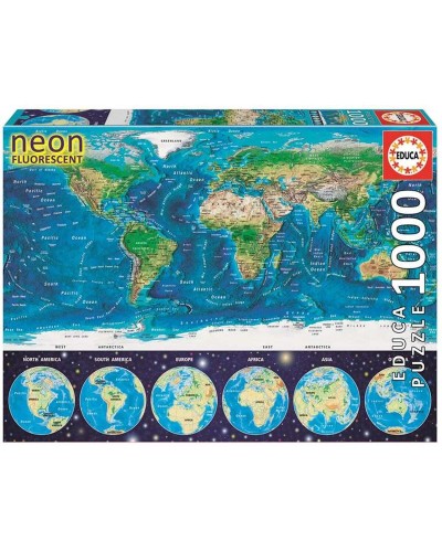 Puzzle Educa World Map Neon 16760.0 1000 Stücke