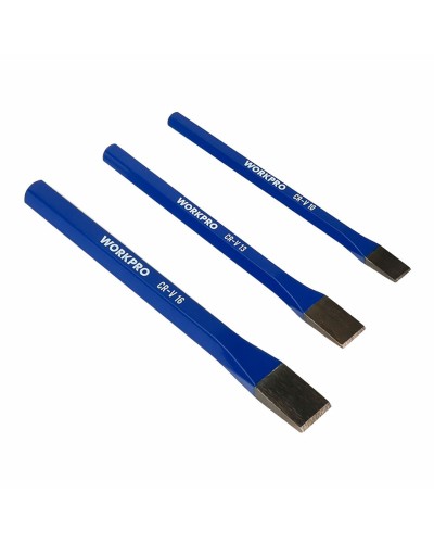 Cinceles Workpro | Juego de 3 Piezas | Corte Preciso | Ideal para Madera, Plástico y Metal
