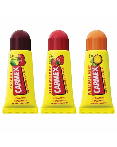 Feuchtigkeitsspendender Lippenbalsam Carmex Triplo Durchsichtig Spf 15 Erdbeere Ananas Cerise 3 Stücke (3 Stück)