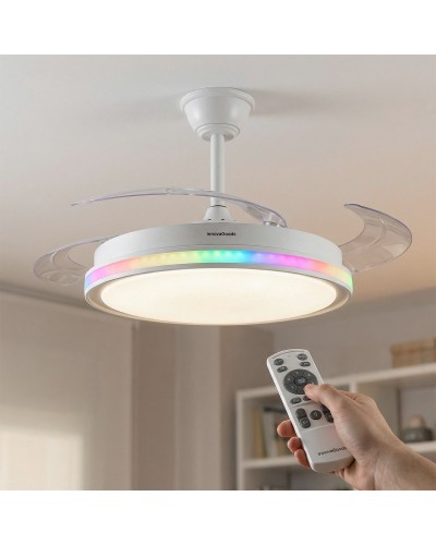 Ceiling Fan with RGB LED Light, 4 Retractable Blades and Remote Control InnovaGoods