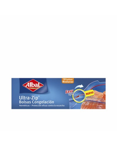 Setti uudestaan käytettäviä ja ilmatiiviitä pusseja. Albal Ultra-Zip Medium Pakastin 20 osaa