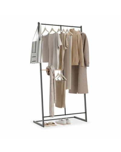 Porte-manteau sur pied Newlux Hangy One - Métal Noir, 80 x 40 x 160 cm pour Entrée et Chambre à Coucher
