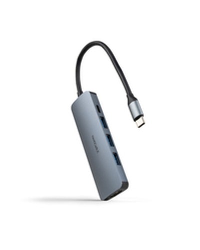 USB-keskitin NANOCABLE Nanocable Hub USB-C 3xUSB-A+HDMI+USB-C PD Harmaa 100 W 50 W
