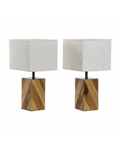 Bureaulamp DKD Home Decor 25,5 x 25,05 x 52 cm Spar Natuurlijk Beige Metaal Crème 220 V 60 W 25 x 25 x 21 cm (2 Stuks)