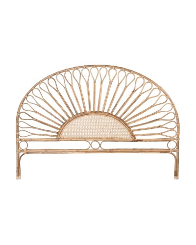 Sänggavel DKD Home Decor Naturell Solros Trä Rattan 178 x 4 x 90 cm 178 x 4 x 127 cm