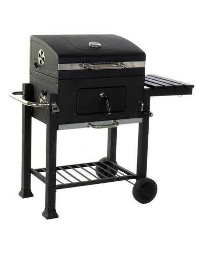 Houtskoolbarbecue met Deksel en Wielen DKD Home Decor Zwart Metaal Staal 140 x 60 x 108 cm (140 x 60 x 108 cm)