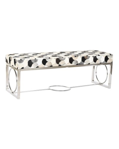 Hocker DKD Home Decor Weiß Braun Schwarz Silberfarben Stahl 122 x 41 x 44 cm