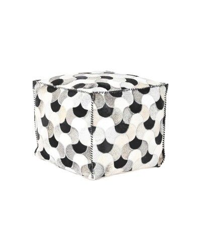 Puff DKD Home Decor Bianco Nero 45 x 45 x 40 cm