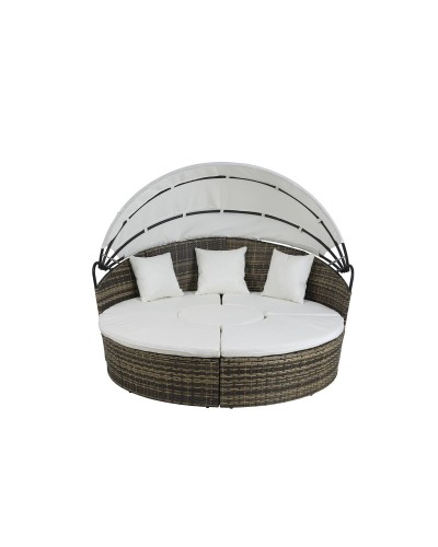 Tuinbed DKD Home Decor Wit Aluminium Staal Synthetische rotan 175 x 175 x 145 cm