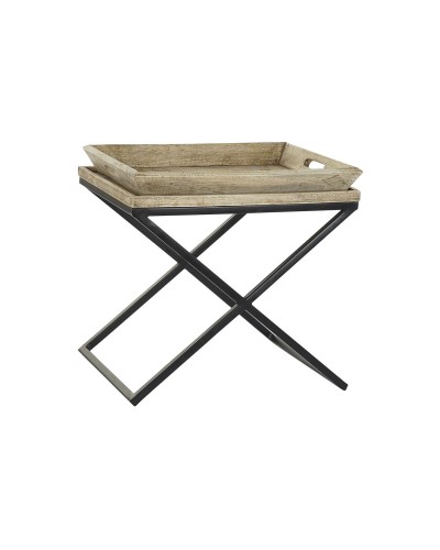 Beistelltisch DKD Home Decor Schwarz natürlich Metall Mango-Holz 55 x 45 x 53 cm