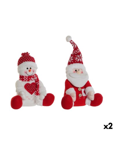 Kerstversiering DKD Home Decor Wit Rood 24 x 14 x 30,5 cm (2 Stuks)