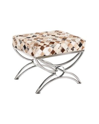 Banqueta DKD Home Decor Marrón Beige Plateado Camel Acero 53 x 40 x 43 cm