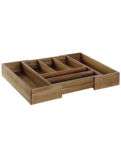 Besticks-sortering DKD Home Decor Naturell Akaciaträ 35 x 30 x 7 cm