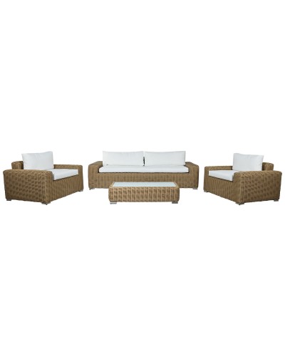 Garden furniture Home ESPRIT White Brown Beige Light brown 248 x 85 x 80 cm 222 x 85 x 80 cm (4 Pieces)