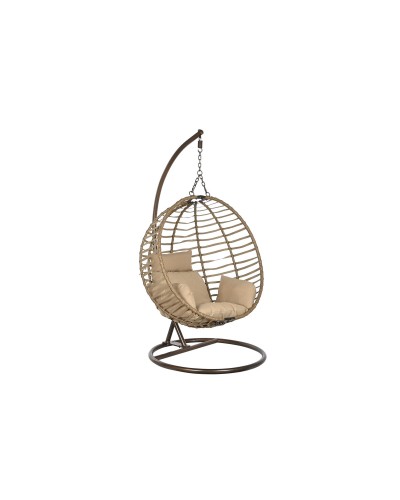 Hängender Gartenstuhl Home ESPRIT Dunkelbraun Hellbraun Aluminium Synthetischer Rattan 107 x 105 x 108 cm