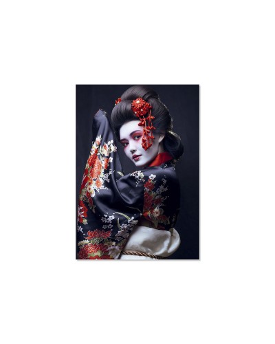 Tavla Home ESPRIT Vit Svart Röd Utskriven Geisha 100 x 0,04 x 150 cm