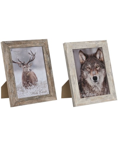 Marco de Fotos Home ESPRIT Blanco Natural Cristal Poliestireno Escandinavo 19,5 x 2 x 24,5 cm (2 Unidades)