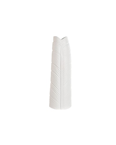 Vase Home ESPRIT Blanc Grès Tropical Feuille d'une plante 33 x 10 x 70 cm