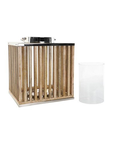 Kerzenschale DKD Home Decor Braun Silberfarben natürlich Kristall Mango-Holz 31 x 31 x 35 cm