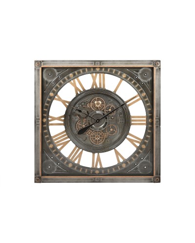 Muurklok Home ESPRIT Grijs Gouden Zilverkleurig Kristal Ijzer 80 x 10 x 80 cm